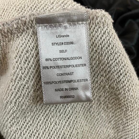 Buru Gray Sweatshirt Dress L Metallic Pleated Hem Shift Casual Midi Long Sleeve - Picture 6 of 6